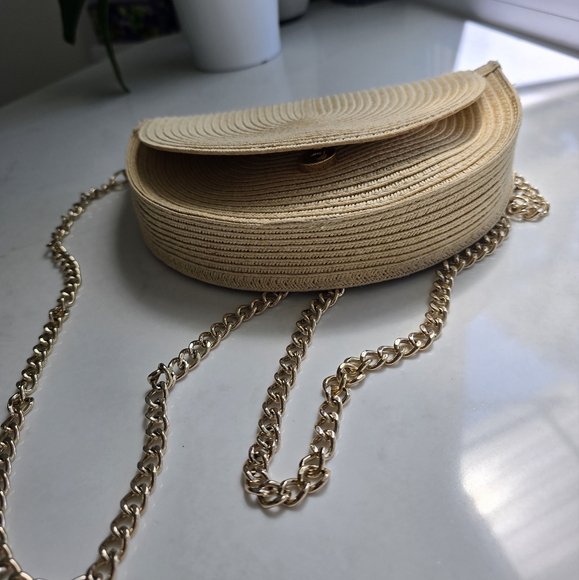Straw Crossbody Half Moon Bag - Picture 3 of 9